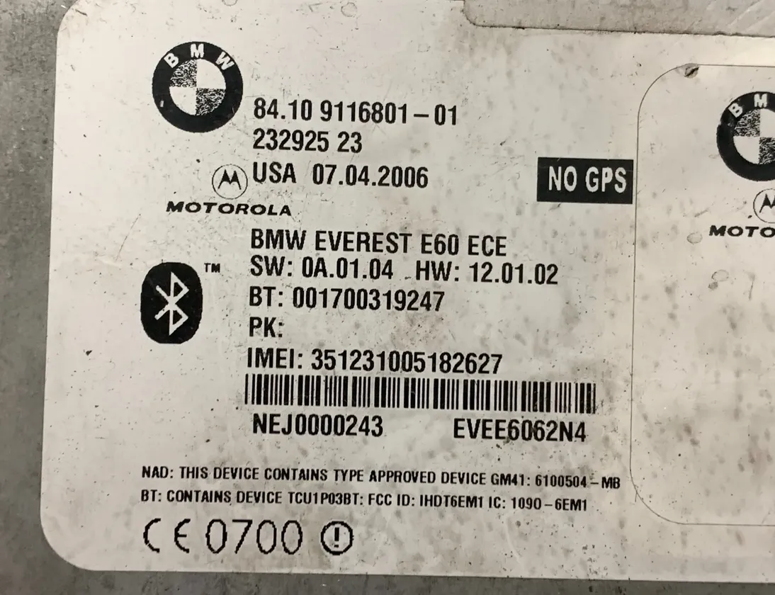BMW 5 Series E60/E61 (2003-2010) Bluetooth kontrollenhet 9116801 34967789