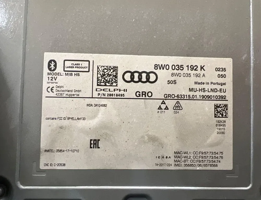 AUDI A4 B9/8W (2015-2024) Musikkspiller med GPS 8W0035192K 34988400